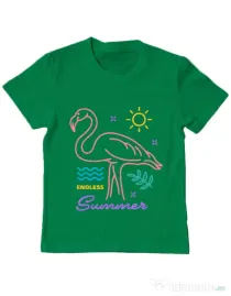 Tricou ADLER copil Flamingo endless summer Verde mediu
