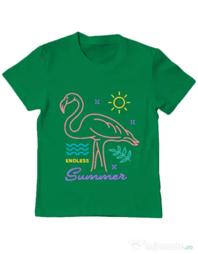 Tricou ADLER copil Flamingo endless summer Verde mediu