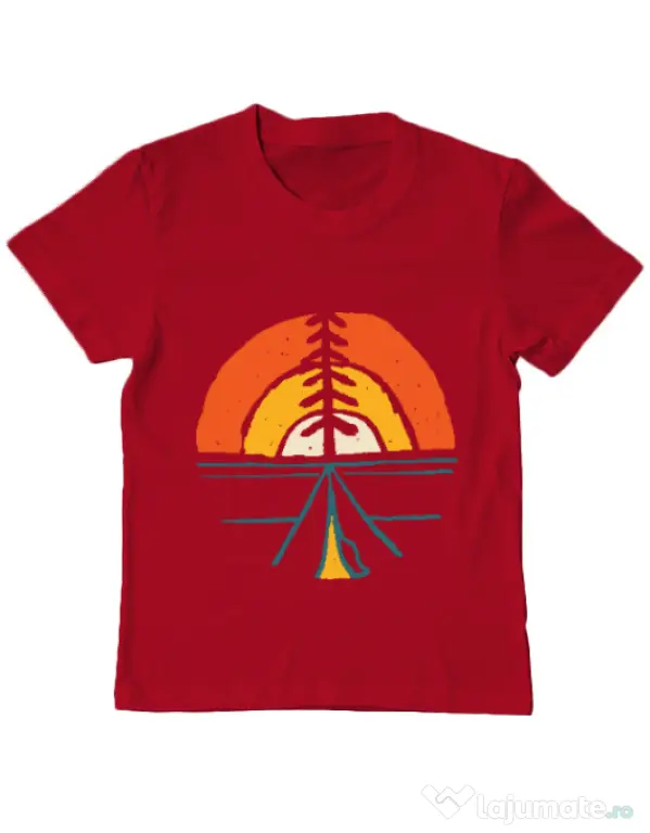 Tricou ADLER copil Camp and sunset Rosu