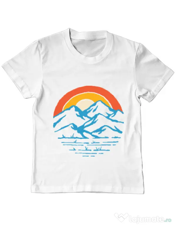 Tricou ADLER copil Mountain and rainbow Alb
