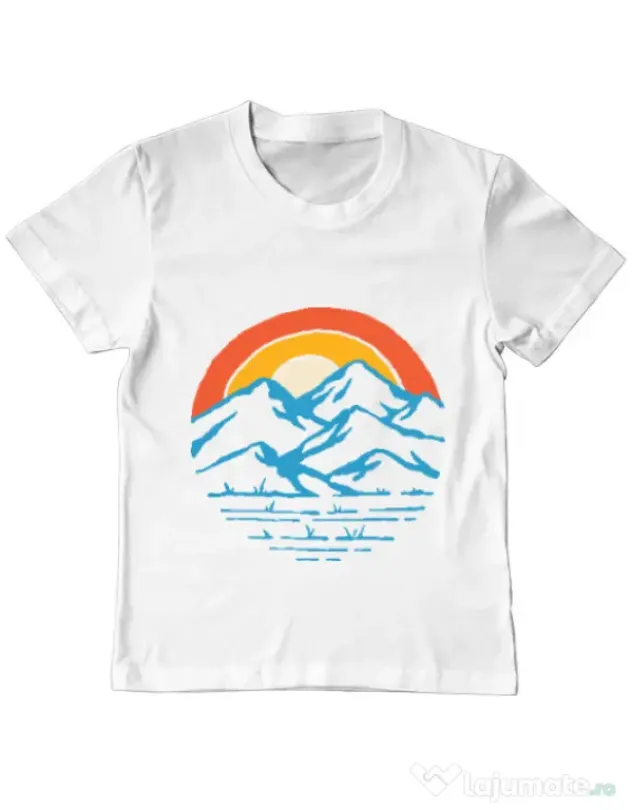 Tricou ADLER copil Mountain and rainbow Alb