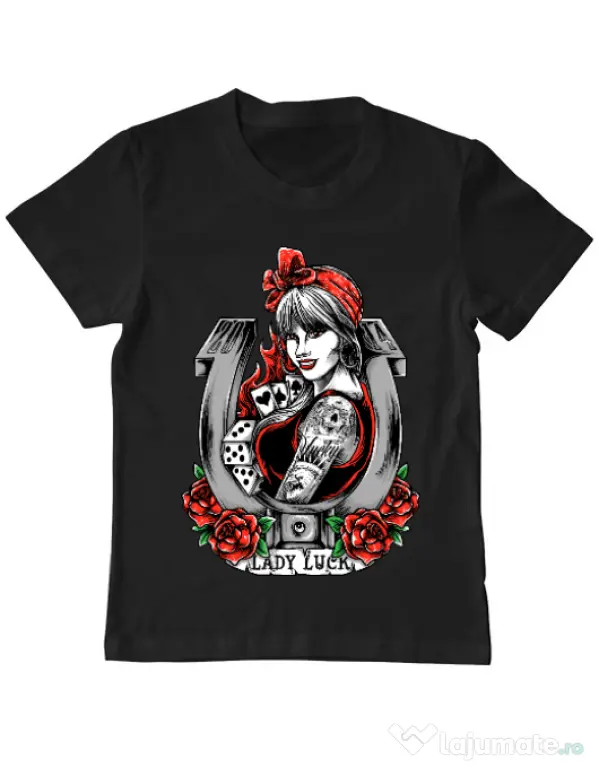 Tricou ADLER copil Lady luck Negru