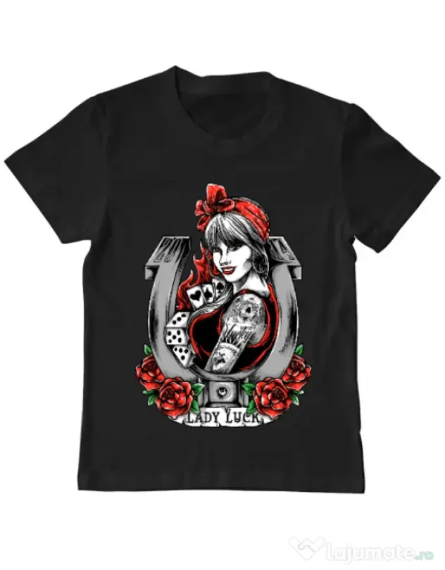 Tricou ADLER copil Lady luck Negru