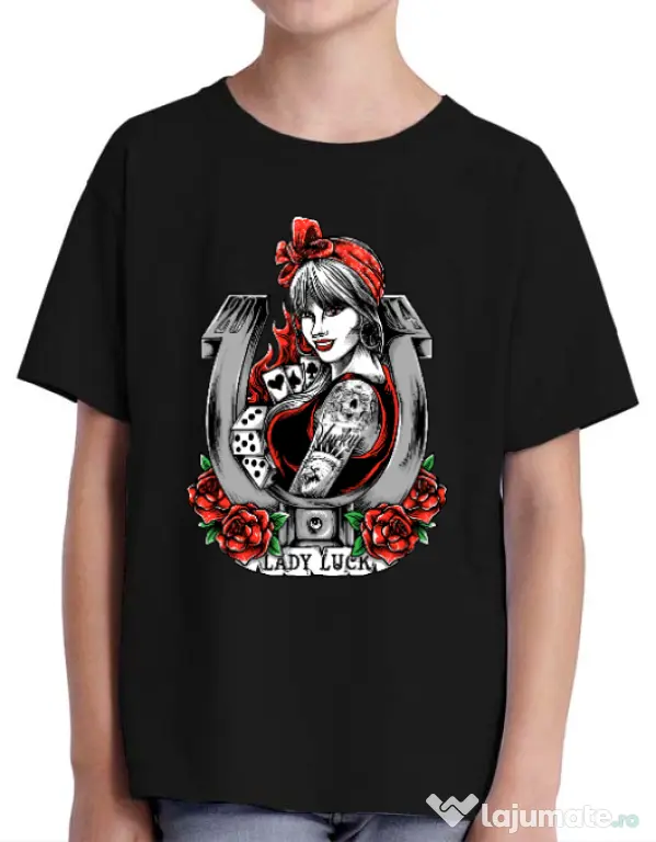 Tricou ADLER copil Lady luck Negru