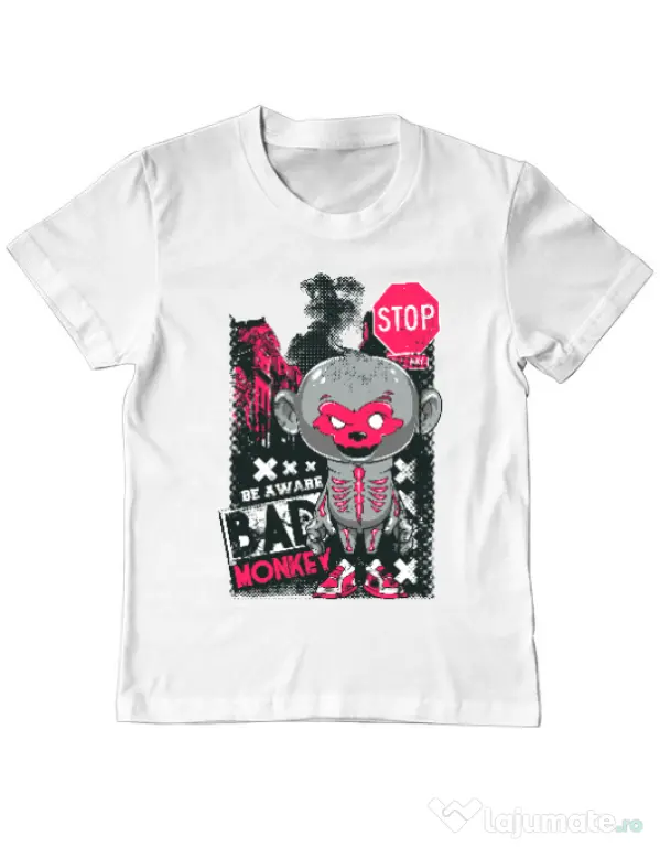 Tricou ADLER copil Bad monkey Alb