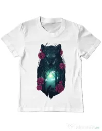 Tricou ADLER copil Running with the wolves Alb
