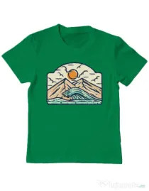 Tricou ADLER copil Mountain and wave Verde mediu