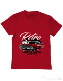 Tricou personalizat copil retro motorshow Rosu