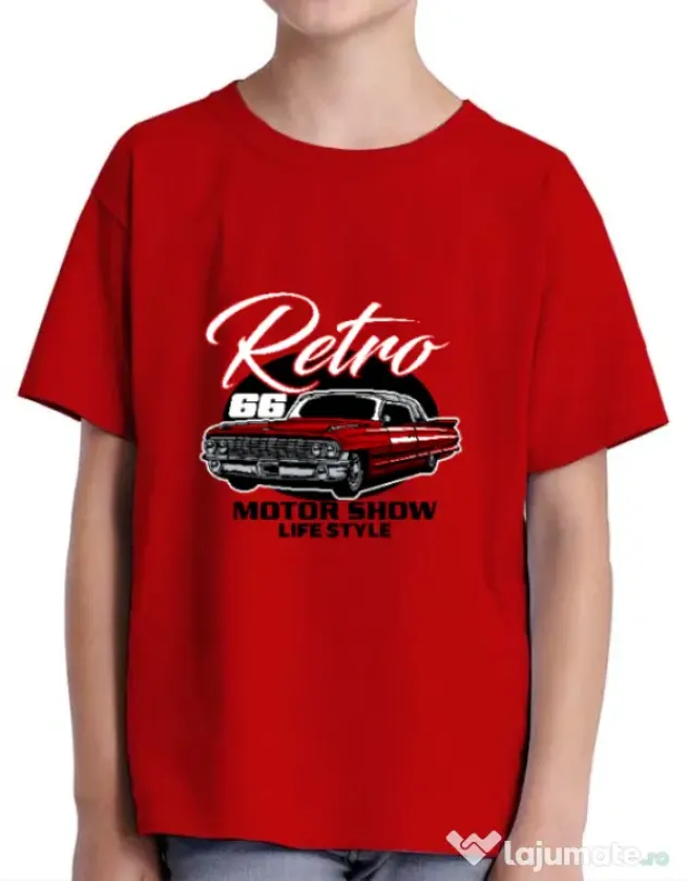 Tricou personalizat copil retro motorshow Rosu