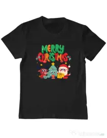 Tricou personalizat copil Hei, prietenii mei de Crăciun! Negru
