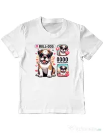 Tricou personalizat copil BULLDOG 15 Alb