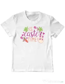 Tricou personalizat copil IS EASTER TIME Alb