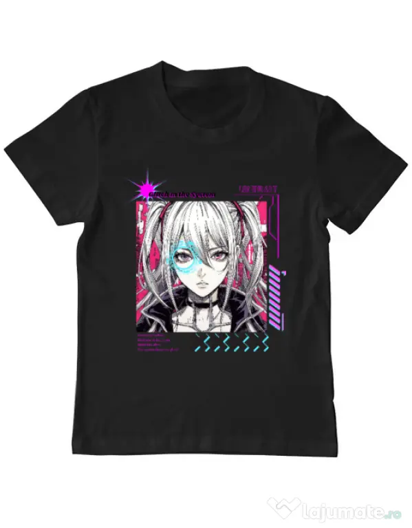 Tricou personalizat copil GLITCH IN THE SYSTEM Negru