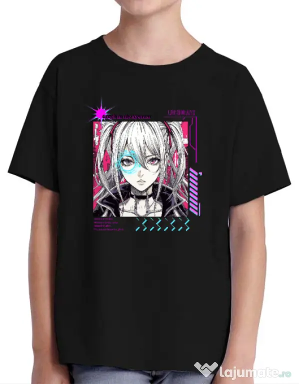 Tricou personalizat copil GLITCH IN THE SYSTEM Negru