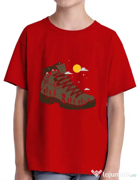 Tricou ADLER copil Adventure Boot Rosu
