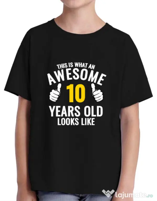 Tricou ADLER copil Awesome birthday Negru