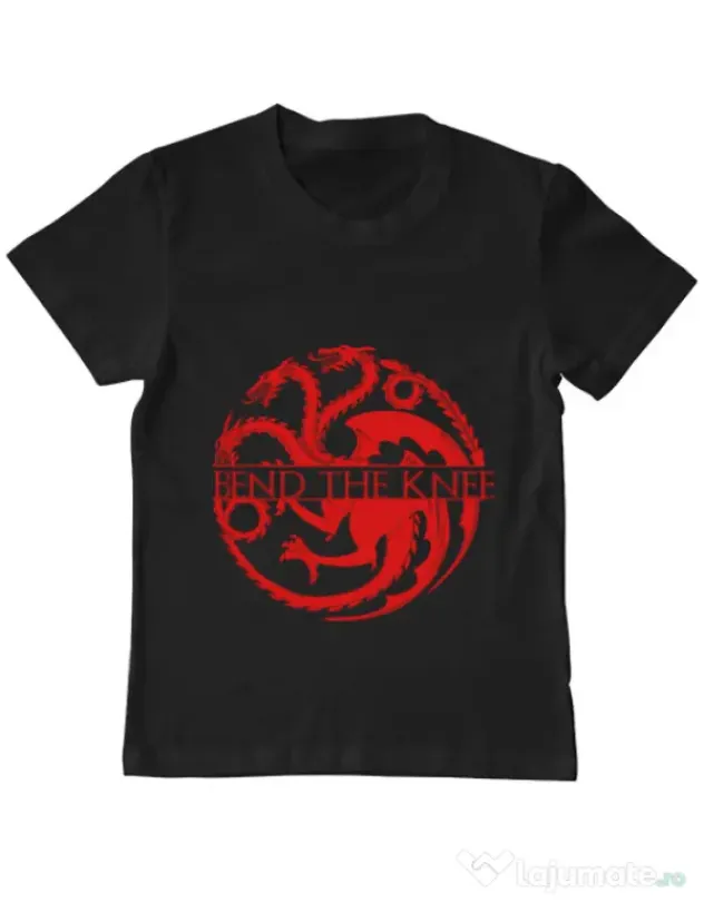 Tricou ADLER copil Bend the knee Negru