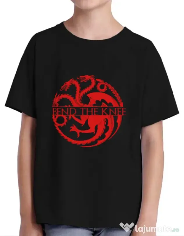 Tricou ADLER copil Bend the knee Negru