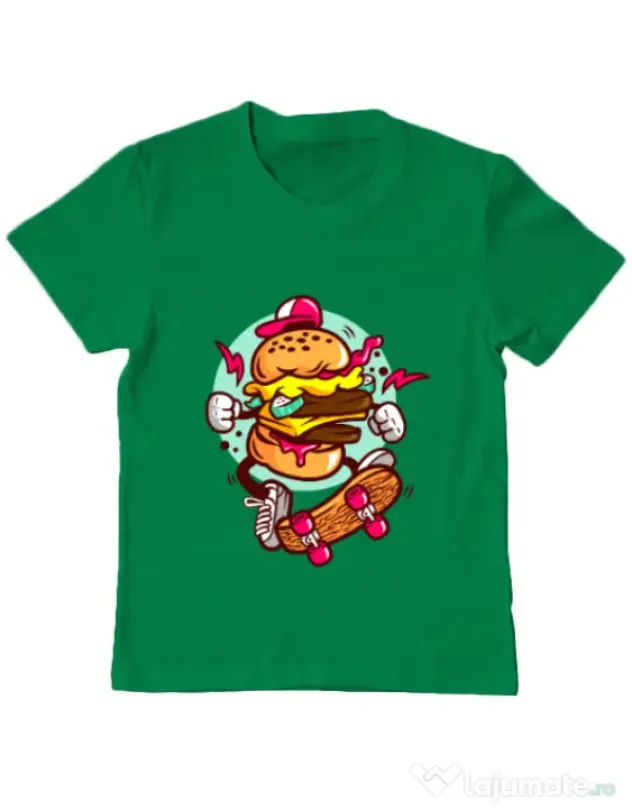 Tricou ADLER copil Burger Skater Verde mediu