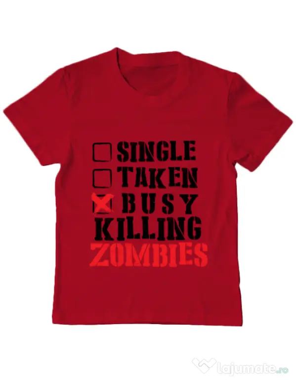 Tricou ADLER copil Busy killing zombies Rosu