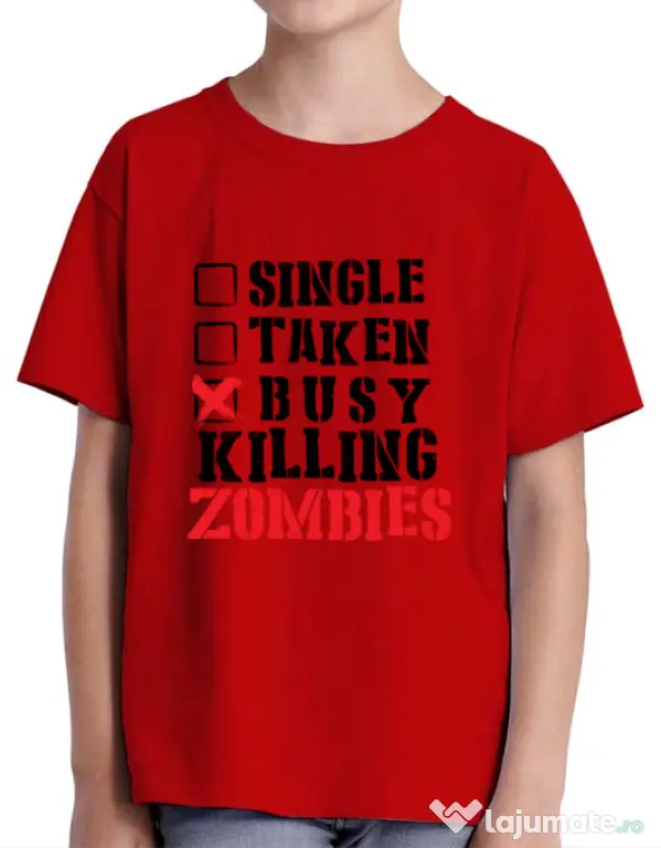 Tricou ADLER copil Busy killing zombies Rosu