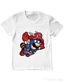 Tricou ADLER copil Captain Mario Alb