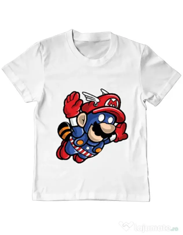Tricou ADLER copil Captain Mario Alb