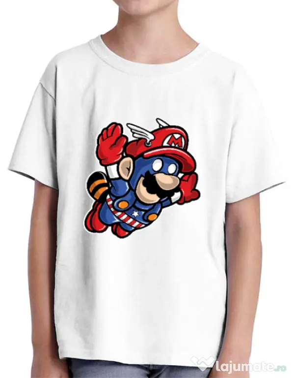 Tricou ADLER copil Captain Mario Alb
