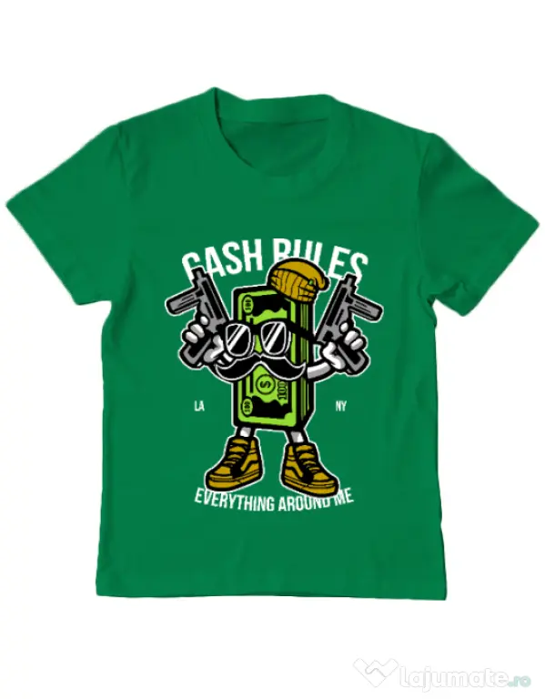 Tricou ADLER copil Cash rules Verde mediu