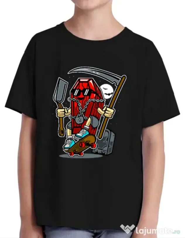 Tricou ADLER copil Coffin Skater Negru
