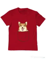 Tricou ADLER copil Corgi in The Pocket Rosu