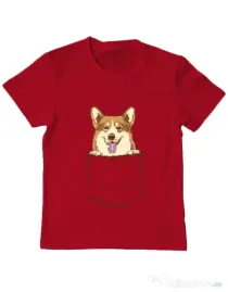 Tricou ADLER copil Corgi in The Pocket Rosu