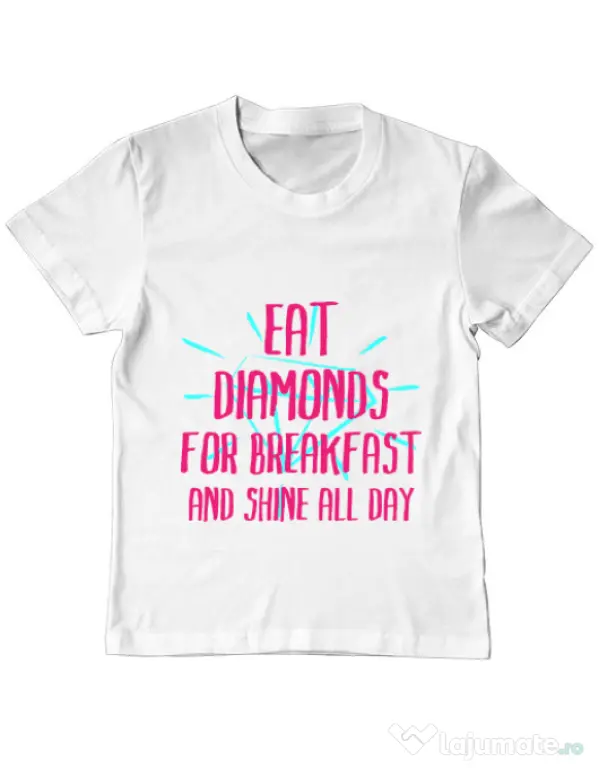 Tricou ADLER copil Eat diamonds Alb