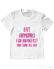 Tricou ADLER copil Eat diamonds Alb