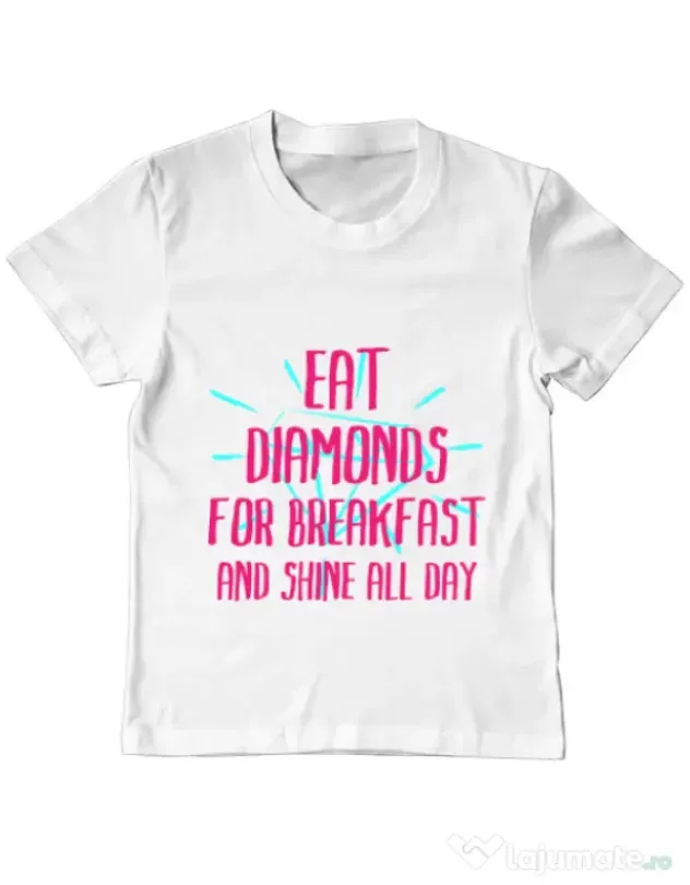 Tricou ADLER copil Eat diamonds Alb