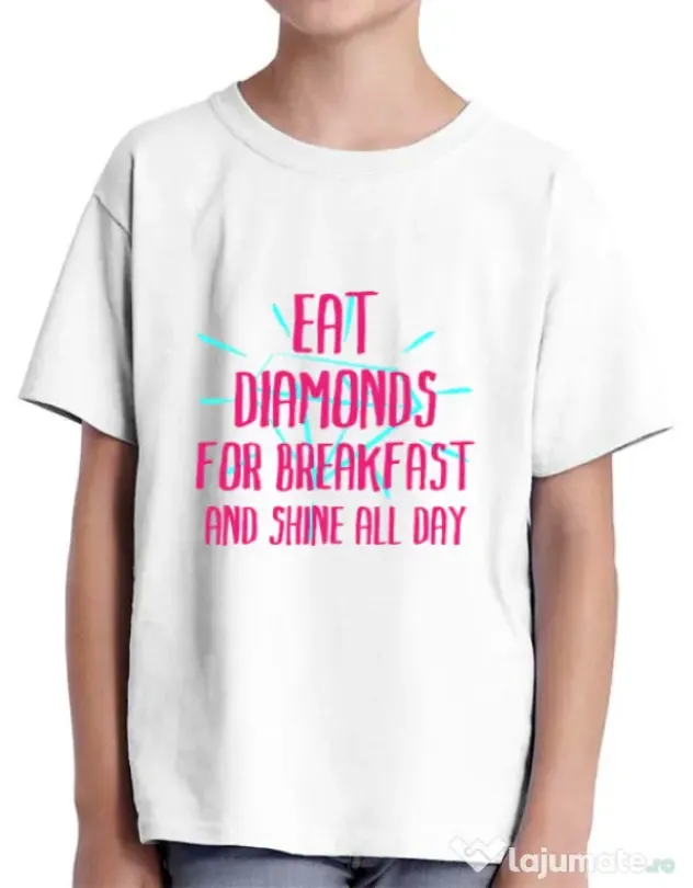 Tricou ADLER copil Eat diamonds Alb