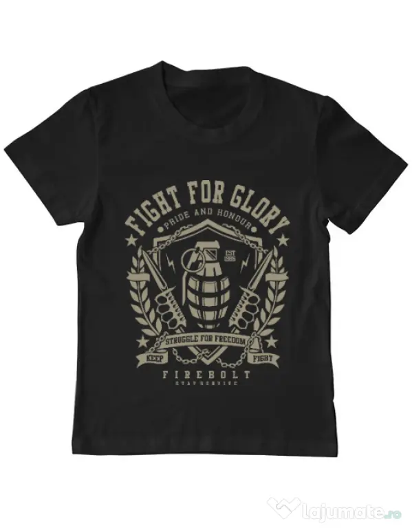 Tricou ADLER copil Fight for glory Negru