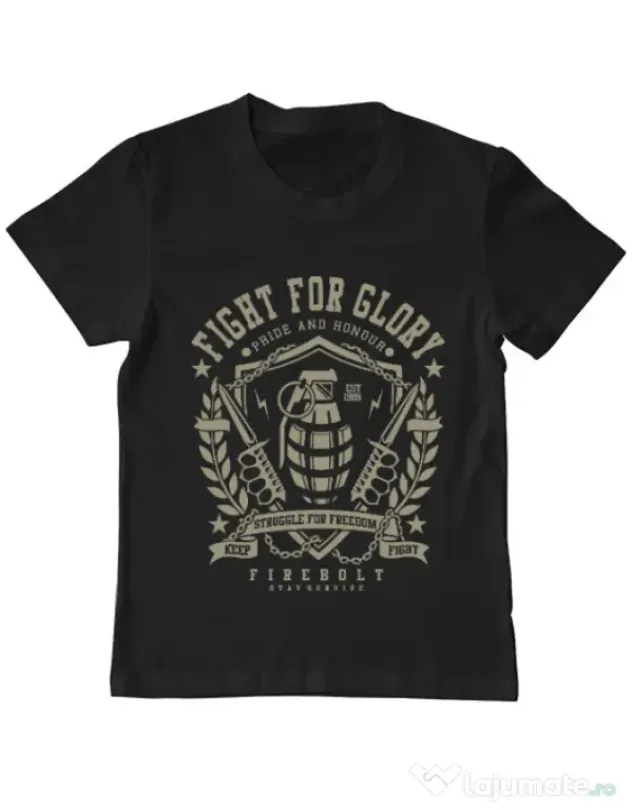 Tricou ADLER copil Fight for glory Negru