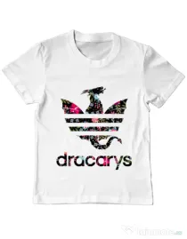 Tricou ADLER copil Flower dracarys Alb