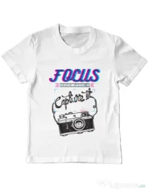 Tricou ADLER copil Focus and than Capture it Alb