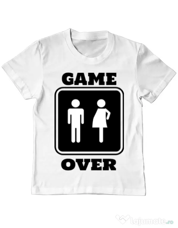 Tricou ADLER copil Game over pregnant Alb