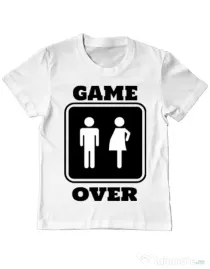 Tricou ADLER copil Game over pregnant Alb