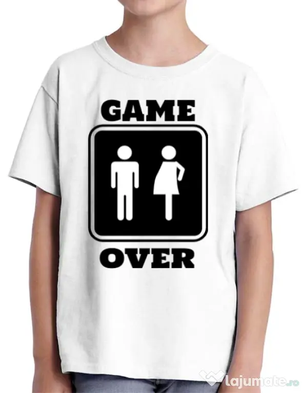Tricou ADLER copil Game over pregnant Alb