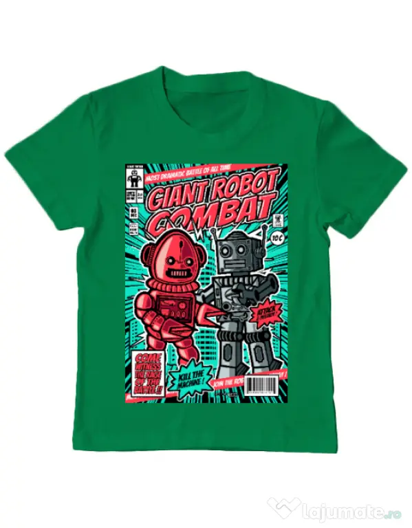 Tricou ADLER copil Giant robot combat Verde mediu