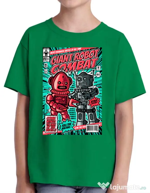 Tricou ADLER copil Giant robot combat Verde mediu