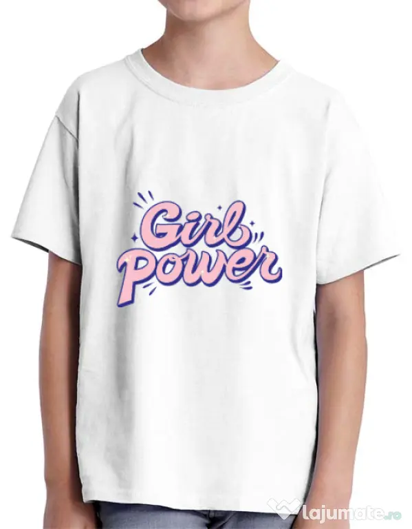 Tricou ADLER copil Girl power Alb