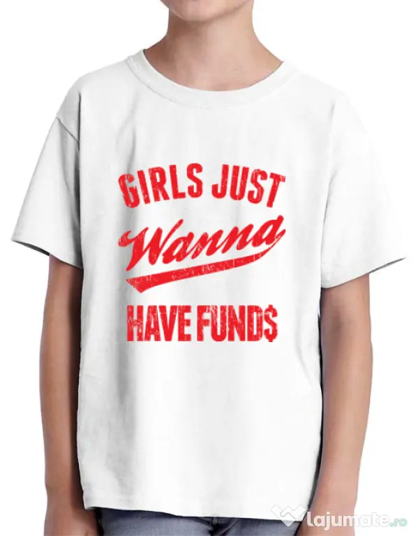 Tricou ADLER copil Girls wanna have funds Alb