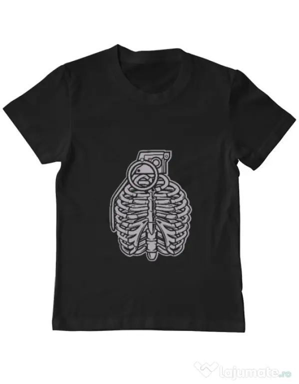 Tricou ADLER copil Grenade Ribcage Negru