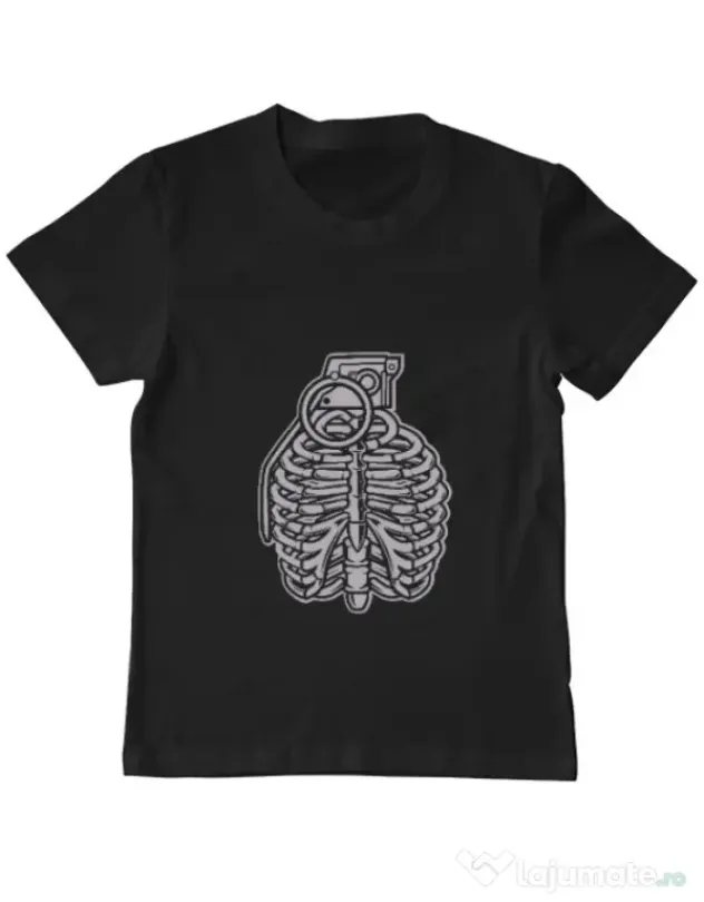 Tricou ADLER copil Grenade Ribcage Negru