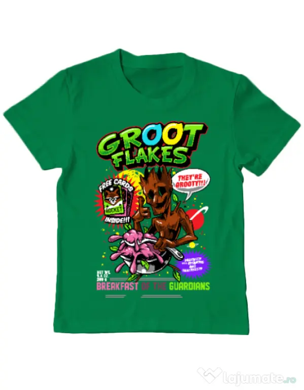 Tricou ADLER copil Groot flakes Verde mediu